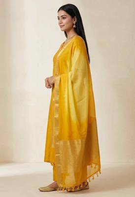 Banarasi pure chiffon silk dupatta in dual shade with zari work 4