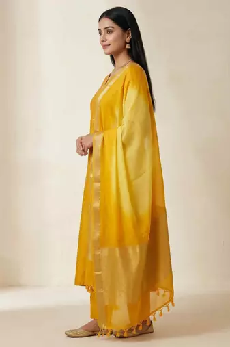 Banarasi pure chiffon silk dupatta in dual shade with zari work
