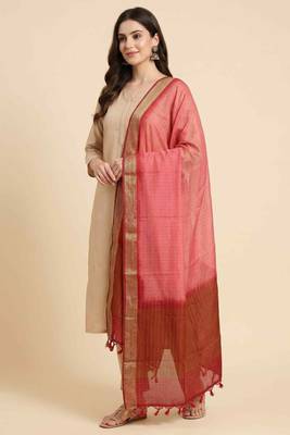 Banarasi pure chiffon silk dupatta in red colour with zari work 1