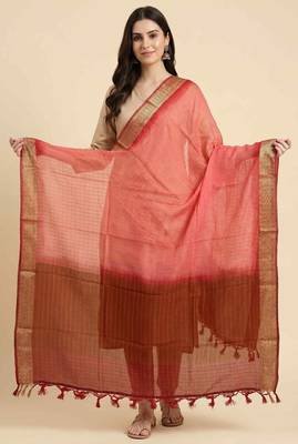 Banarasi pure chiffon silk dupatta in red colour with zari work 2