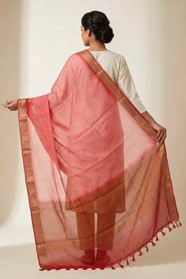 Banarasi pure chiffon silk dupatta in red colour with zari work 3