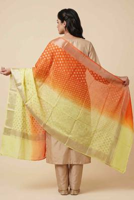 Banarasi pure chiffon silk dupatta in dual shade with zari booti work 2