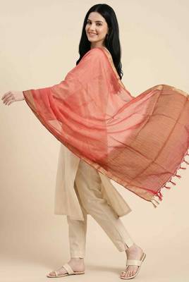 Banarasi pure chiffon silk dupatta in red colour with zari work 5