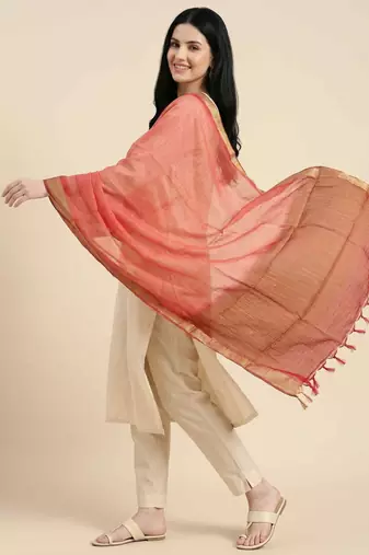 Banarasi pure chiffon silk dupatta in red colour with zari work