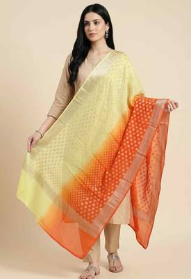 Banarasi pure chiffon silk dupatta in dual shade with zari booti work 3