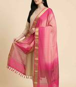 Banarasi pure chiffon silk dupatta in rani pink colour with zari work