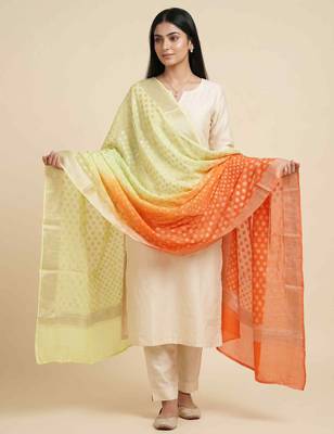 Banarasi pure chiffon silk dupatta in dual shade with zari booti work 5