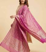 Banarasi pure khaddi georgette silk dupatta in pink colour with minakari work