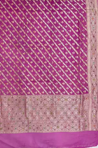 Banarasi pure khaddi georgette silk dupatta in pink colour with minakari work