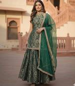 The Emerald Mughal-Print Banarasi Brocade Sharara Set