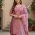 Royal Magenta Brocade Kurta & Flared Sharara with Striped Dupatta