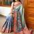 Blue Color Printed,zari border Work Silk Blend Saree