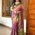 Olive Color Printed,zari border Work Silk Blend Saree