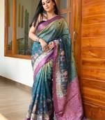 Wine Color Printed,zari border Work Silk Blend Saree