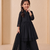 Girls black roman silk pleated anarkali kurta with palazzo & dupatta set