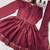 Girls maroon roman silk pleated anarkali kurta with palazzo & dupatta set
