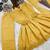 Girls yellow roman silk pleated anarkali kurta with palazzo & dupatta set