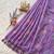 Lavender Color  Multicolor floral embroidery Work Silk Blend Saree