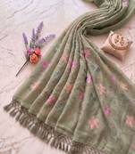 Light Green Color  Multicolor floral embroidery Work Silk Blend Saree
