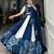 Navy Blue Printed Rayon Lehenga Choli with Mirror Work Lace & Gota Patti Dupatta