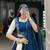 Navy Blue Printed Rayon Lehenga Choli with Mirror Work Lace & Gota Patti Dupatta