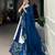 Navy Blue Printed Rayon Lehenga Choli with Mirror Work Lace & Gota Patti Dupatta