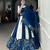 Navy Blue Printed Rayon Lehenga Choli with Mirror Work Lace & Gota Patti Dupatta