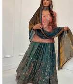 Baby pink embroidery frendy full stitched sharara palazzo suit set