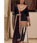 Baby pink embroidery natural crep full stitched sharara palazzo suit set