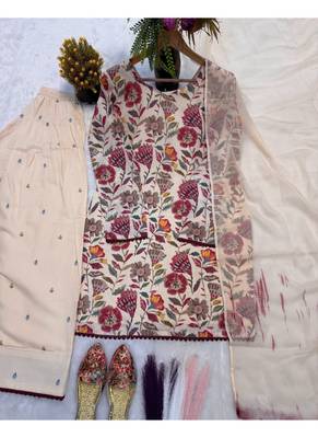 Off-white printed cameric cotton full stitched farshi salwar suit set 4