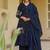 Blue embroidery sequence full stitched anarkali gown