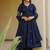 Blue embroidery sequence full stitched anarkali gown