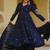 Blue embroidery sequence full stitched anarkali gown