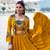 Mustard Yellow Gamthi Work Mirror Detailed Pure Rayon Navratri Lehenga Choli With Jacket Set