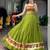 Olive Green Zari Weaving Cotton Navratri Lehenga Choli with Cowrie Lace Blouse