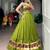Olive Green Zari Weaving Cotton Navratri Lehenga Choli with Cowrie Lace Blouse