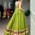 Olive Green Zari Weaving Cotton Navratri Lehenga Choli with Cowrie Lace Blouse