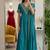 Blue silk blend embroidered kurta set