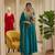 Blue silk blend embroidered kurta set