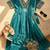 Blue silk blend embroidered kurta set