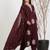Maroon silk blend embroidered kurta set