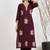 Maroon silk blend embroidered kurta set