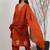Orange silk blend embroidered kurta set