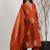 Orange silk blend embroidered kurta set