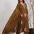 Brown silk blend embroidered kurta set