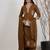 Brown silk blend embroidered kurta set