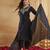 Black rayon embroidered kurta set