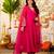 Hot pink chanderi embroidered kurta set