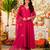 Hot pink chanderi embroidered kurta set