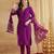 Purple rayon embroidered kurta set